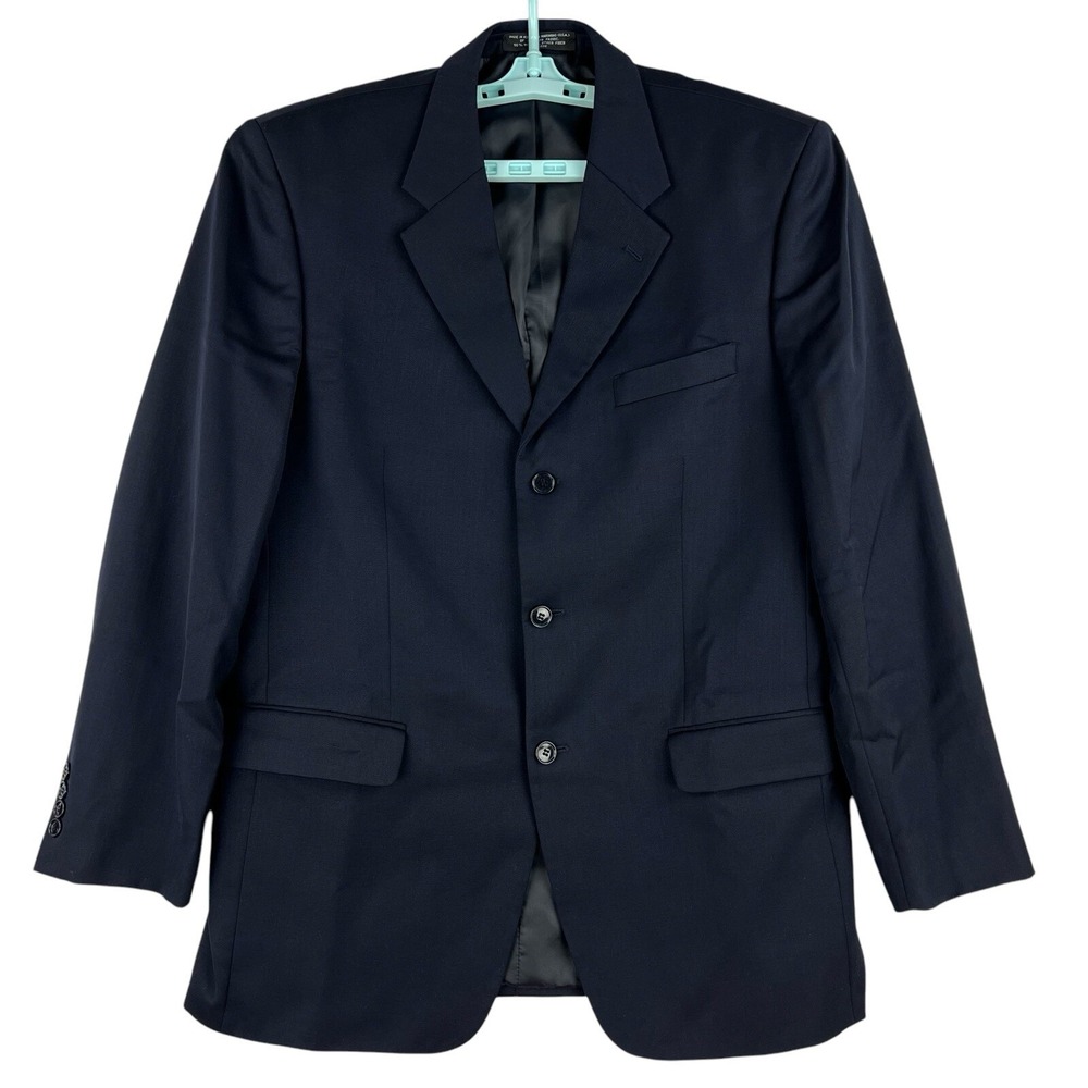 Jones New York Men's Wool Blend Navy Blazer Sport Coat Size 42L Two Buttons